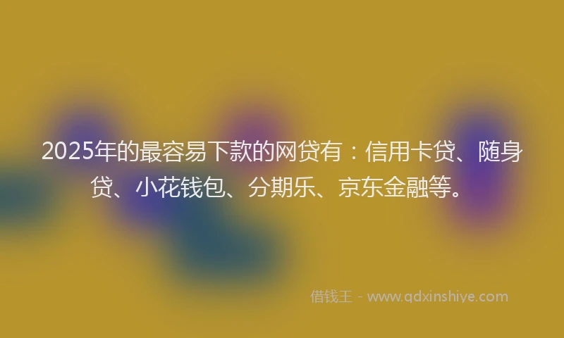 2025年的最容易下款的网贷有：信用卡贷、随身贷、小花钱包、分期乐、京东金融等。
