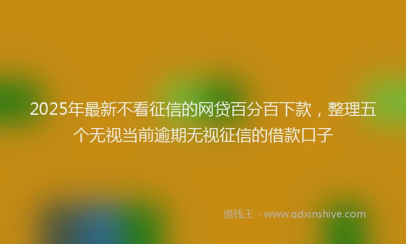 2025年最新不看征信的网贷百分百下款，整理五个无视当前逾期无视征信的借款口子