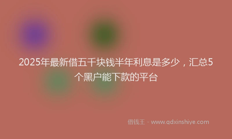2025年最新借五千块钱半年利息是多少，汇总5个黑户能下款的平台