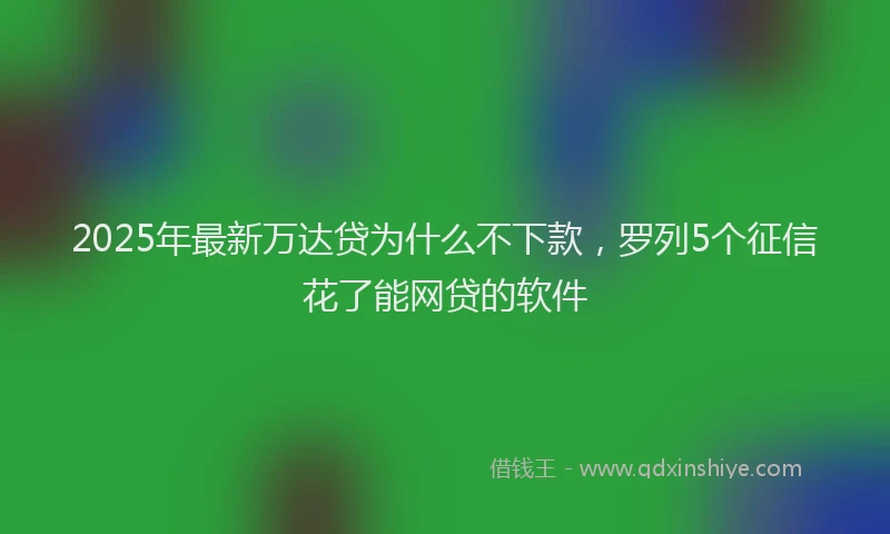 2025年最新万达贷为什么不下款，罗列5个征信花了能网贷的软件