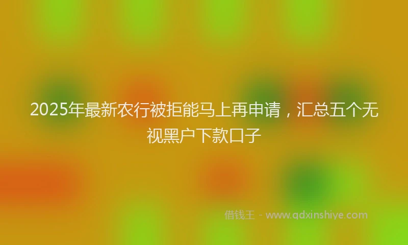 2025年最新农行被拒能马上再申请，汇总五个无视黑户下款口子