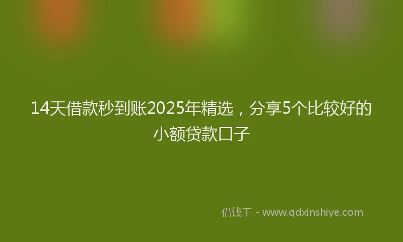14天借款秒到账2025年精选，分享5个比较好的小额贷款口子