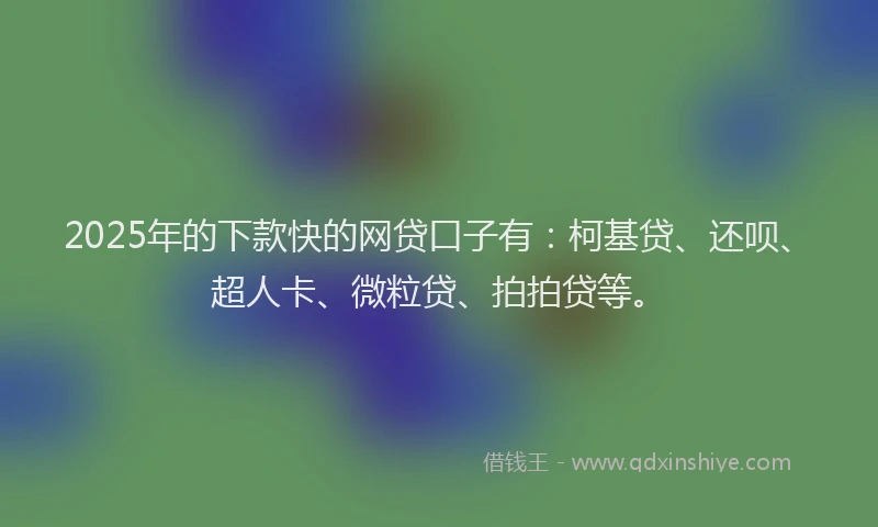 2025年的下款快的网贷口子有：柯基贷、还呗、超人卡、微粒贷、拍拍贷等。