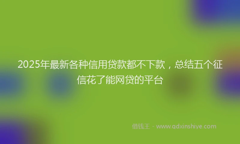 2025年最新各种信用贷款都不下款，总结五个征信花了能网贷的平台