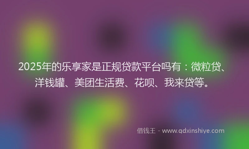 2025年的乐享家是正规贷款平台吗有：微粒贷、洋钱罐、美团生活费、花呗、我来贷等。