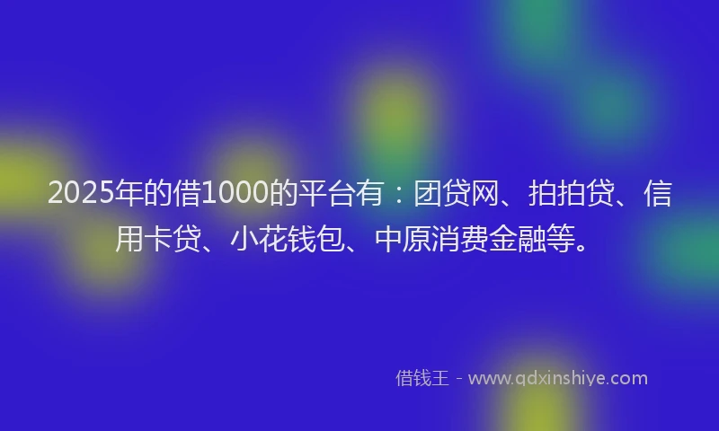 2025年的借1000的平台有：团贷网、拍拍贷、信用卡贷、小花钱包、中原消费金融等。