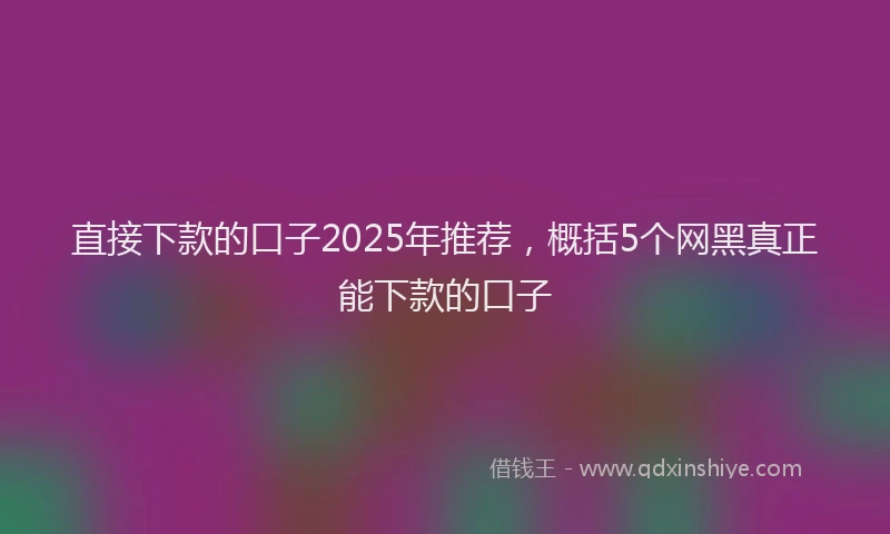 直接下款的口子2025年推荐，概括5个网黑真正能下款的口子