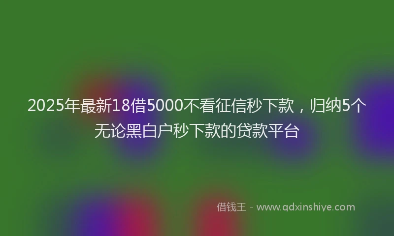 2025年最新18借5000不看征信秒下款，归纳5个无论黑白户秒下款的贷款平台