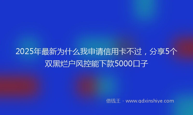 2025年最新为什么我申请信用卡不过，分享5个双黑烂户风控能下款5000口子