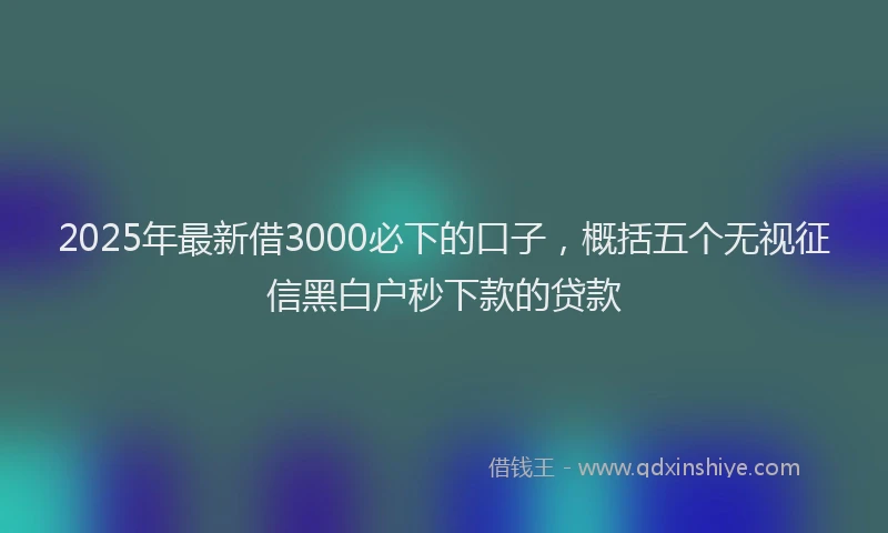 2025年最新借3000必下的口子，概括五个无视征信黑白户秒下款的贷款