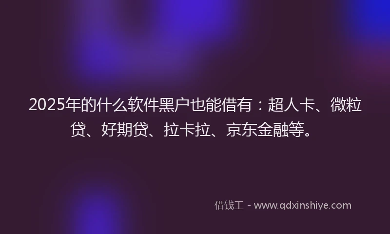 2025年的什么软件黑户也能借有：超人卡、微粒贷、好期贷、拉卡拉、京东金融等。