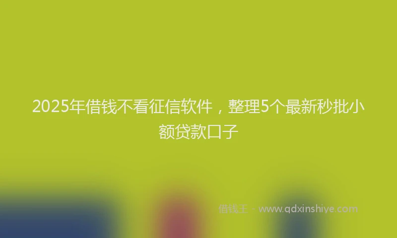 2025年借钱不看征信软件，整理5个最新秒批小额贷款口子