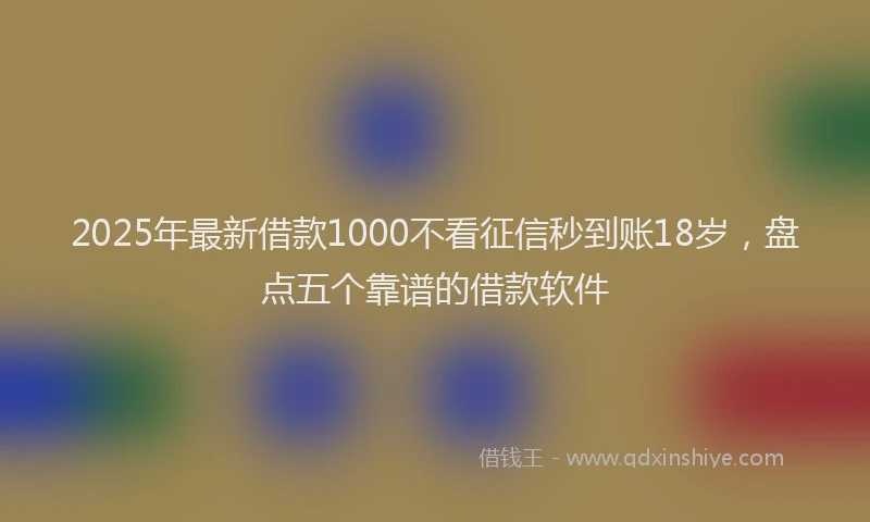 2025年最新借款1000不看征信秒到账18岁，盘点五个靠谱的借款软件