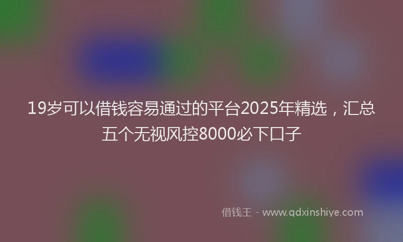 19岁可以借钱容易通过的平台2025年精选，汇总五个无视风控8000必下口子