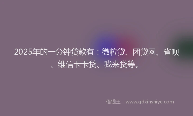 2025年的一分钟贷款有：微粒贷、团贷网、省呗、维信卡卡贷、我来贷等。