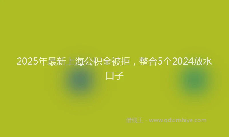 2025年最新上海公积金被拒，整合5个2024放水口子