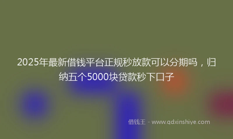 2025年最新借钱平台正规秒放款可以分期吗，归纳五个5000块贷款秒下口子