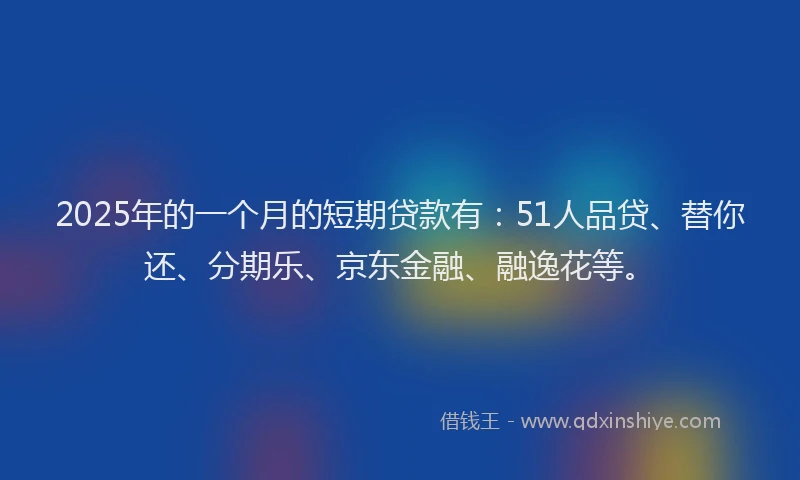 2025年的一个月的短期贷款有：51人品贷、替你还、分期乐、京东金融、融逸花等。