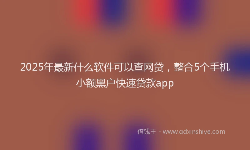 2025年最新什么软件可以查网贷，整合5个手机小额黑户快速贷款app