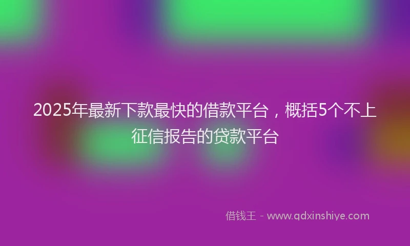 2025年最新下款最快的借款平台，概括5个不上征信报告的贷款平台