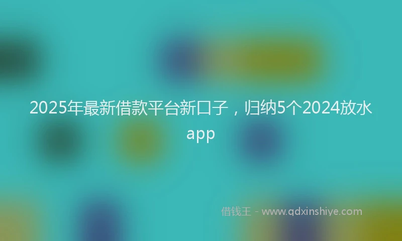 2025年最新借款平台新口子，归纳5个2024放水app