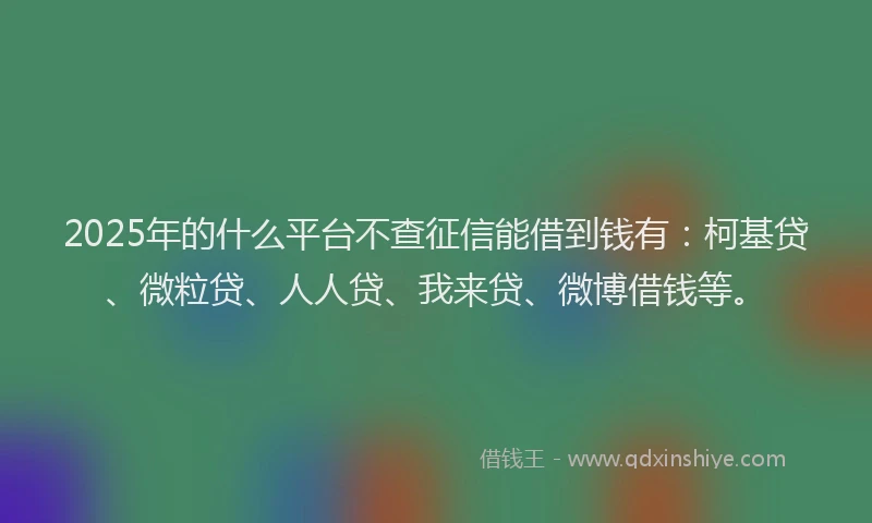 2025年的什么平台不查征信能借到钱有：柯基贷、微粒贷、人人贷、我来贷、微博借钱等。
