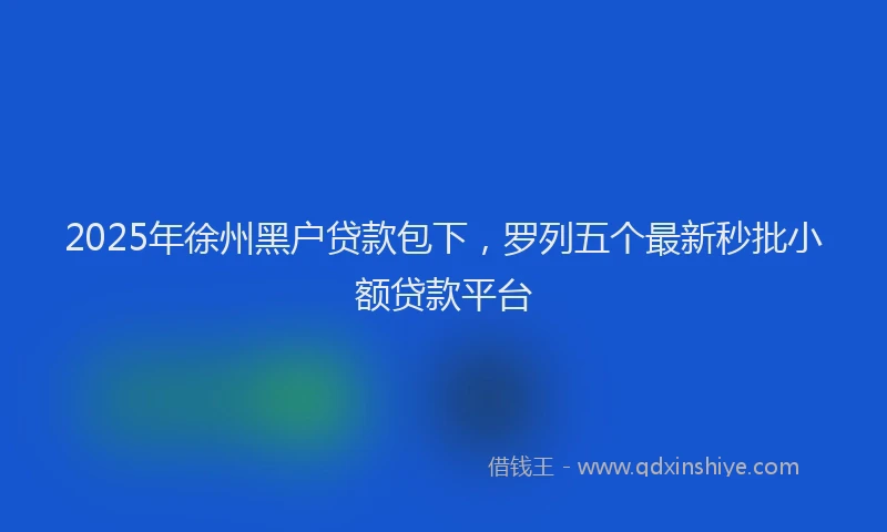 2025年徐州黑户贷款包下，罗列五个最新秒批小额贷款平台