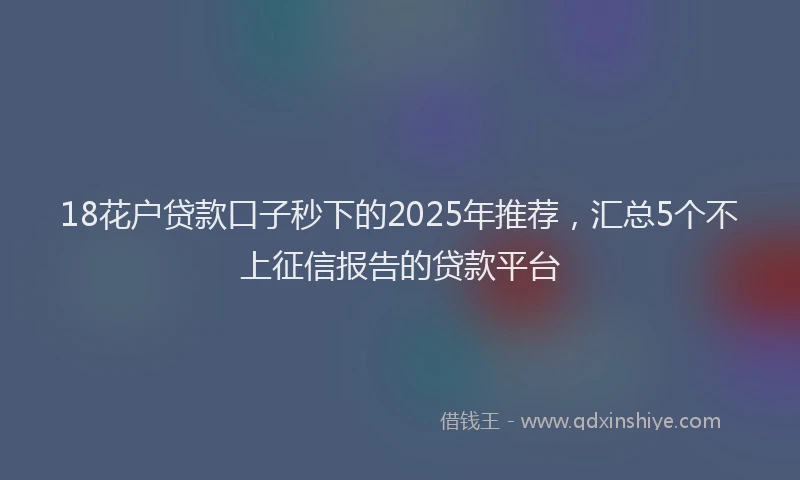 18花户贷款口子秒下的2025年推荐，汇总5个不上征信报告的贷款平台