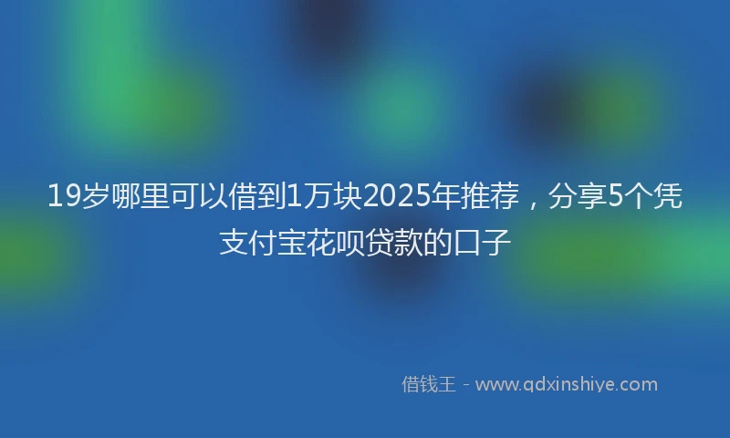 19岁哪里可以借到1万块2025年推荐，分享5个凭支付宝花呗贷款的口子