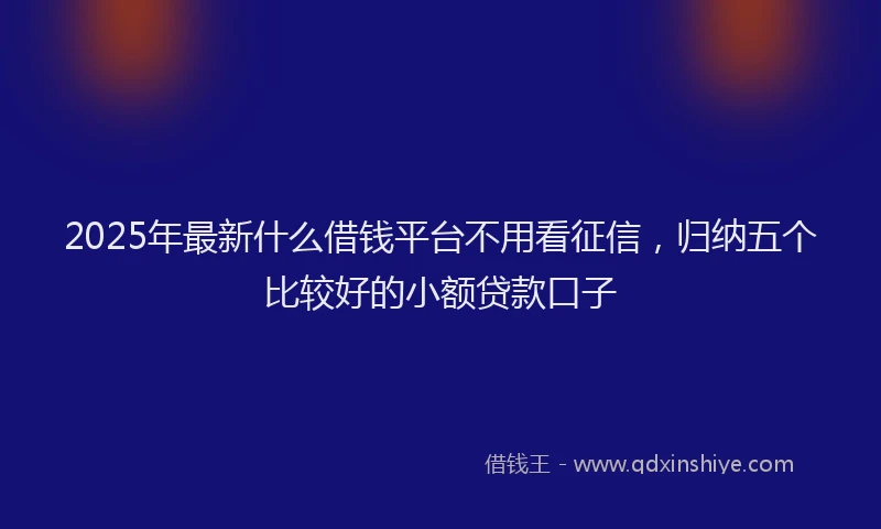 2025年最新什么借钱平台不用看征信，归纳五个比较好的小额贷款口子
