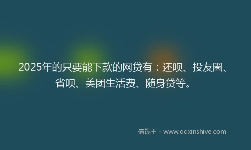 2025年的只要能下款的网贷有：还呗、投友圈、省呗、美团生活费、随身贷等。