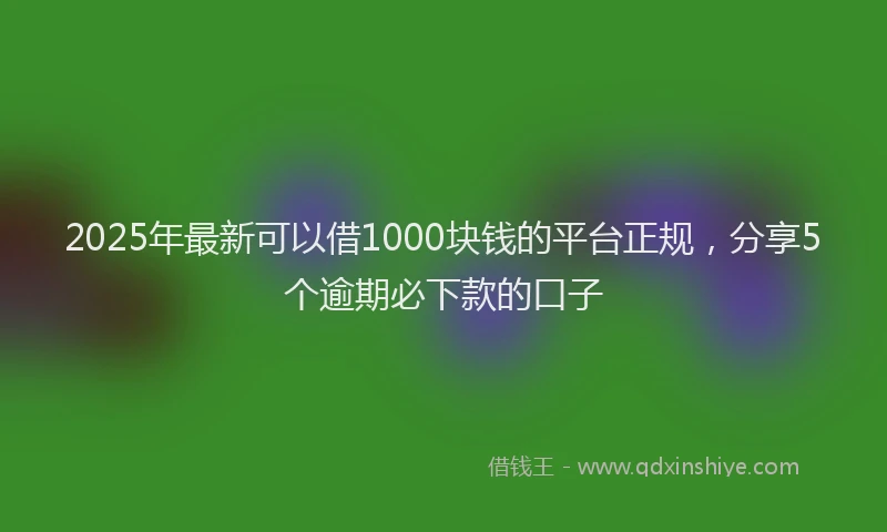 2025年最新可以借1000块钱的平台正规，分享5个逾期必下款的口子