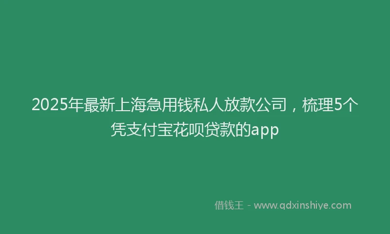 2025年最新上海急用钱私人放款公司，梳理5个凭支付宝花呗贷款的app