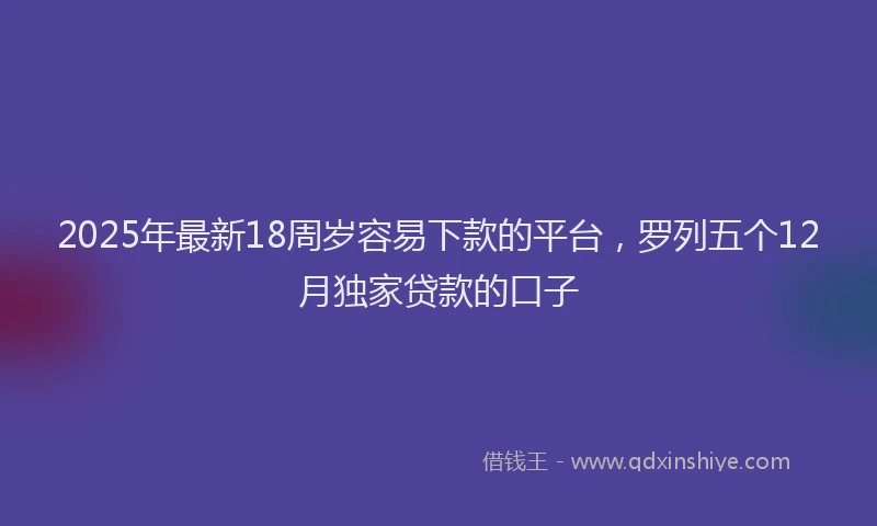 2025年最新18周岁容易下款的平台，罗列五个12月独家贷款的口子