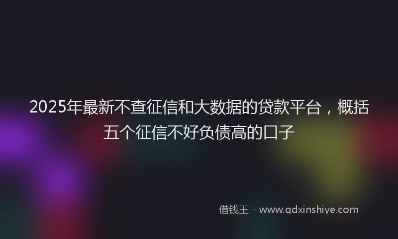 2025年最新不查征信和大数据的贷款平台，概括五个征信不好负债高的口子