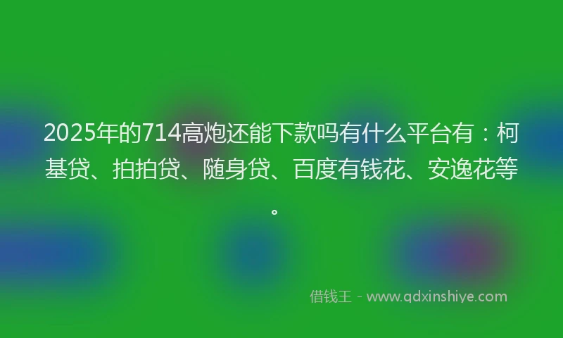 2025年的714高炮还能下款吗有什么平台有：柯基贷、拍拍贷、随身贷、百度有钱花、安逸花等。