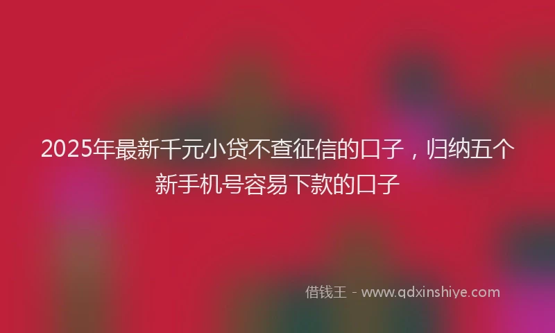 2025年最新千元小贷不查征信的口子，归纳五个新手机号容易下款的口子