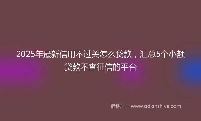 2025年最新信用不过关怎么贷款，汇总5个小额贷款不查征信的平台