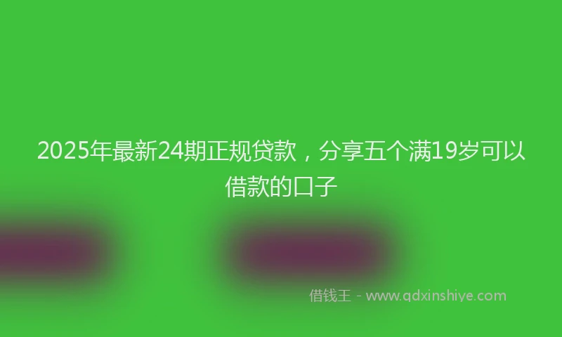 2025年最新24期正规贷款，分享五个满19岁可以借款的口子