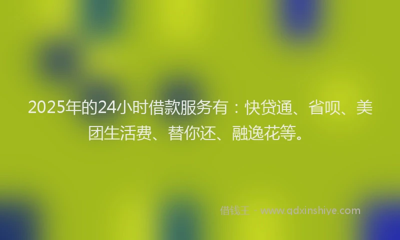 2025年的24小时借款服务有：快贷通、省呗、美团生活费、替你还、融逸花等。