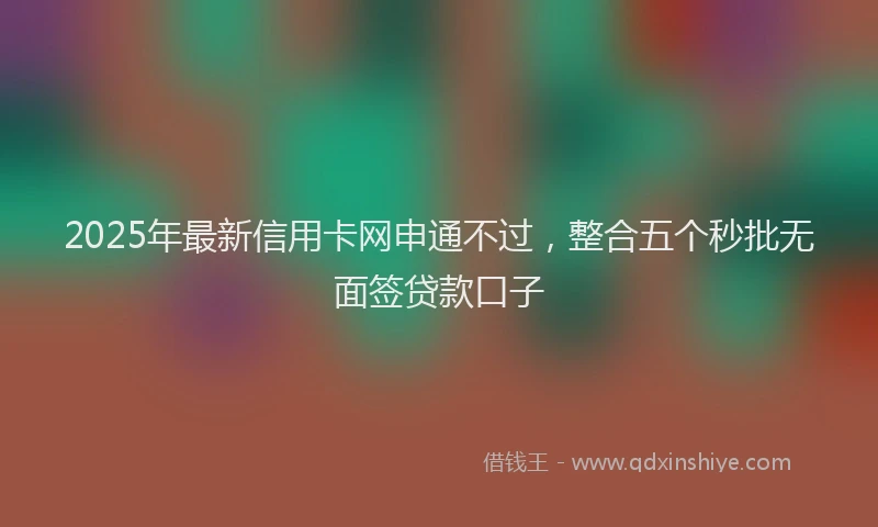 2025年最新信用卡网申通不过，整合五个秒批无面签贷款口子