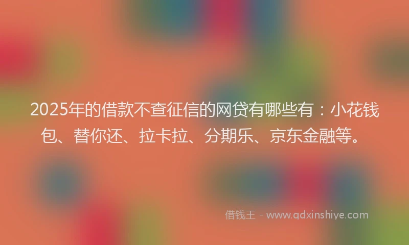 2025年的借款不查征信的网贷有哪些有：小花钱包、替你还、拉卡拉、分期乐、京东金融等。