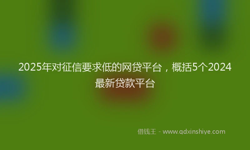 2025年对征信要求低的网贷平台，概括5个2024最新贷款平台