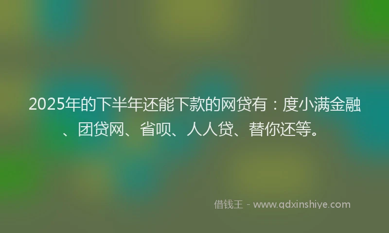 2025年的下半年还能下款的网贷有：度小满金融、团贷网、省呗、人人贷、替你还等。