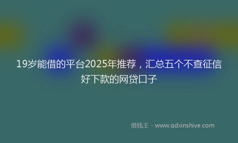 19岁能借的平台2025年推荐，汇总五个不查征信好下款的网贷口子