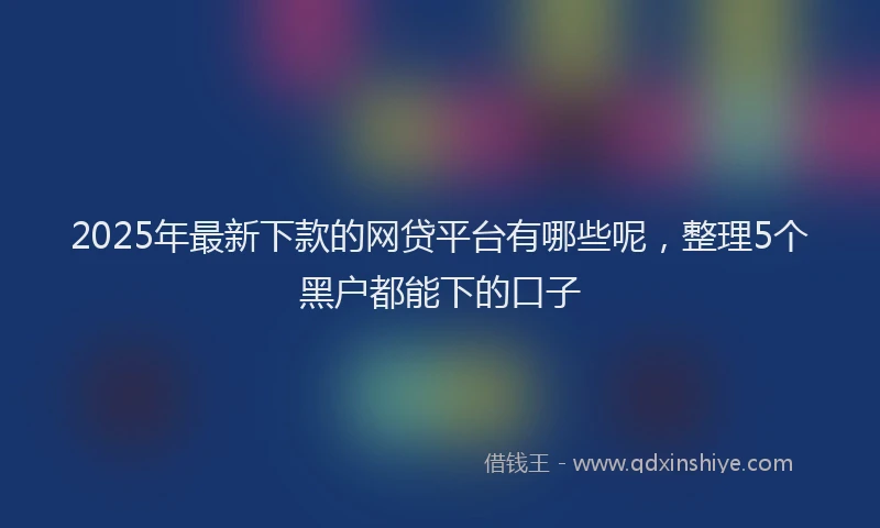2025年最新下款的网贷平台有哪些呢，整理5个黑户都能下的口子