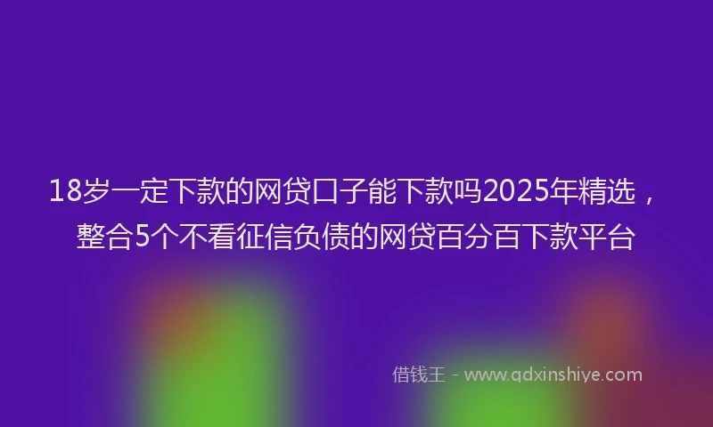 18岁一定下款的网贷口子能下款吗2025年精选，整合5个不看征信负债的网贷百分百下款平台