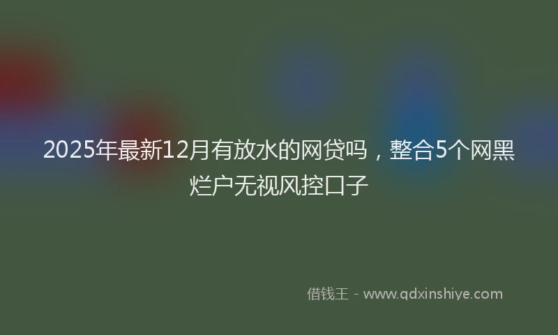 2025年最新12月有放水的网贷吗，整合5个网黑烂户无视风控口子