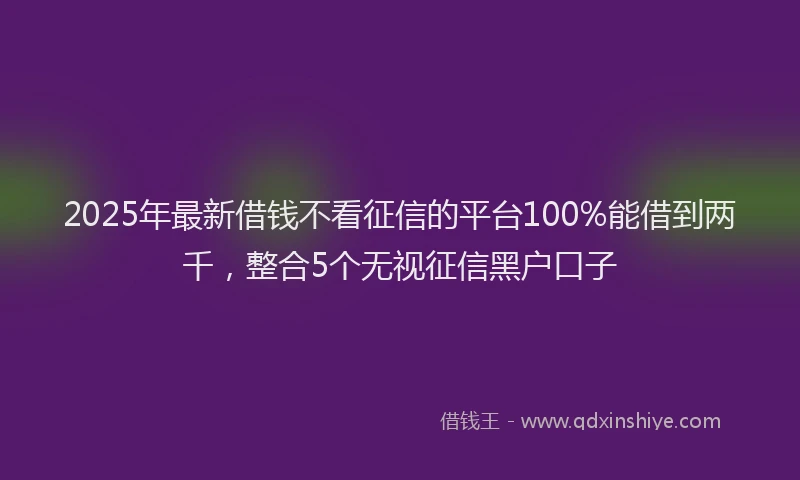 2025年最新借钱不看征信的平台100%能借到两千，整合5个无视征信黑户口子