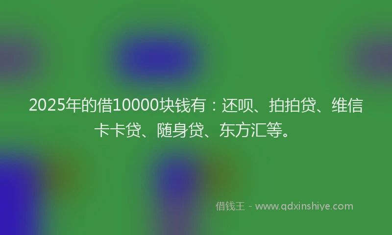 2025年的借10000块钱有：还呗、拍拍贷、维信卡卡贷、随身贷、东方汇等。